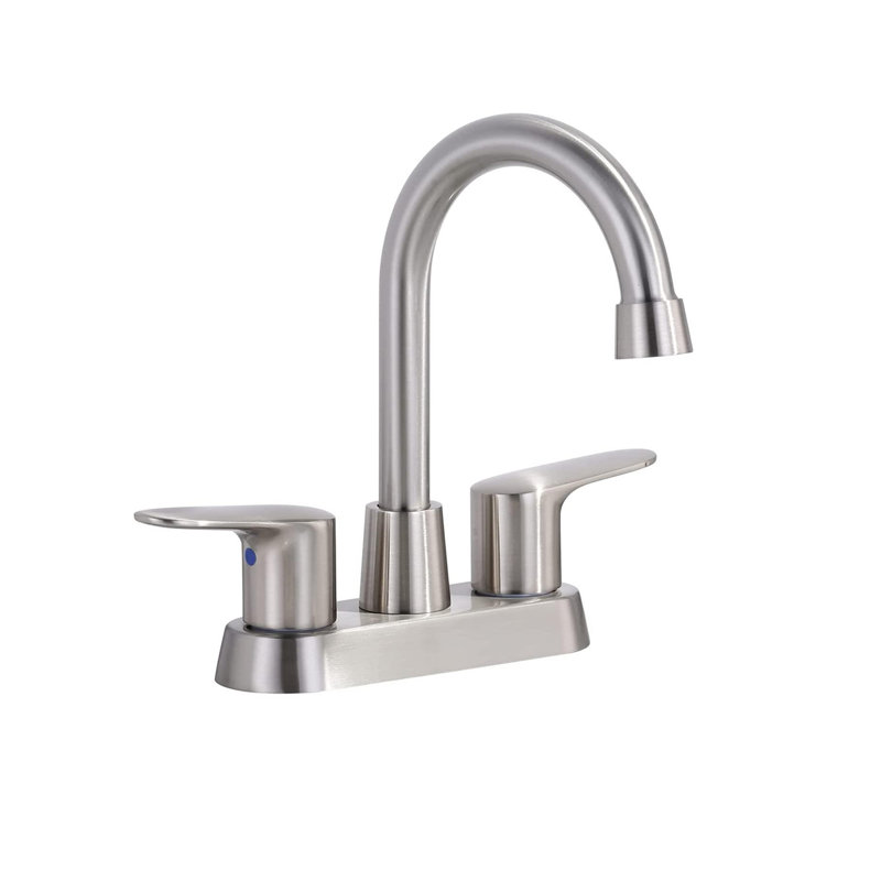 Brushed Nickel High Arc Double Handle Bathroom Faucet