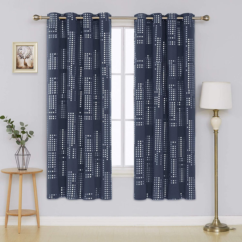 Carmacmoin Room Darkening Curtain Pair, Navy Blue, 38" W x 63" L