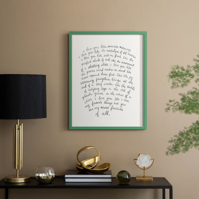 Lettre à un amoureux I, reproduction encadrée - bois massif