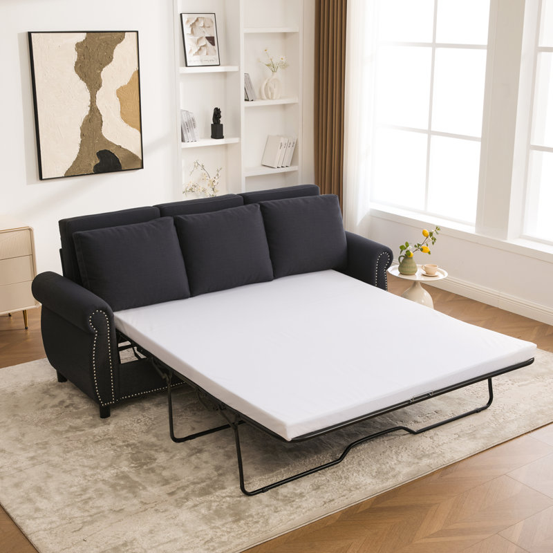 Canapé-lit, canapé-lit avec matelas, Gris foncé