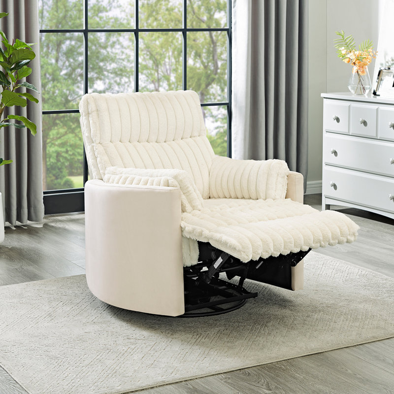 Fauteuil inclinable manuel en velours côtelé, Blanc