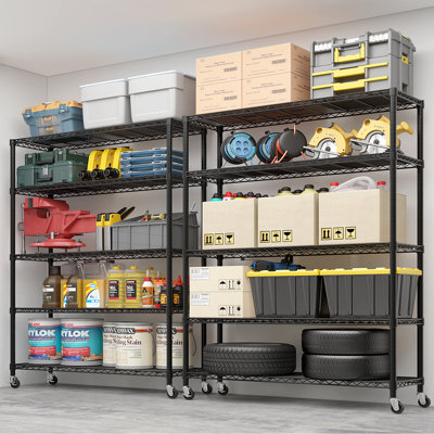 Heavy Duty Storage Adjustable Metal Shelves Wire Shelving Unit With Wheels 1200LBS NSF