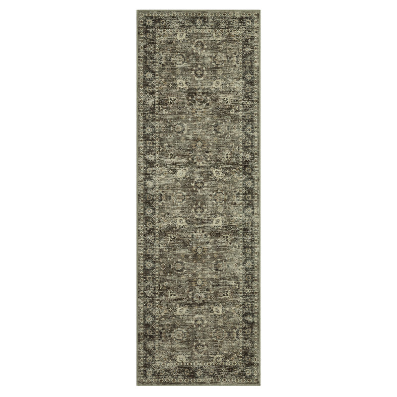 Oriental Machine Washable Rug with Rubber Backing for Living Room Vintage Non-Slip Dining Room Rug Easy-Cleaning Floor Carpet for Bedroom Office Playroom