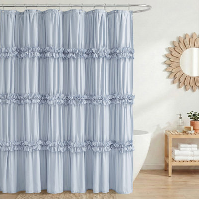 Rideau de douche brouillard bleu 72 x 72 pouces à volants