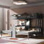 Lit superposé simple au-dessus de simple avec bureau intégré, étagère de rangement et lampe de lecture, structure intégrée à 3 lits, gris-508079110