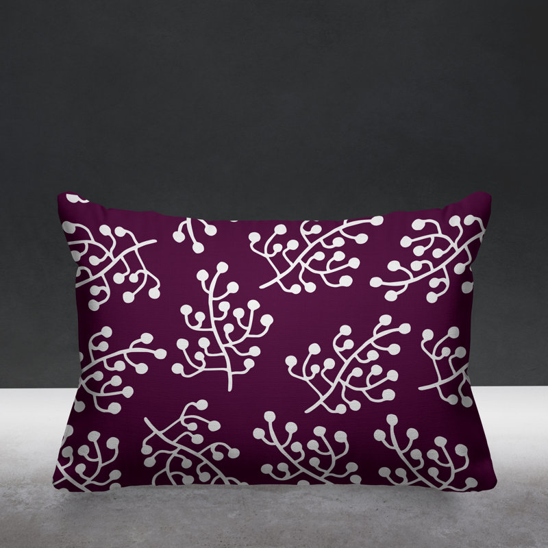 Coussin intérieur / extérieur Charis Wild Flower, 14 po x 20 po, Mauve, Rectangulaire