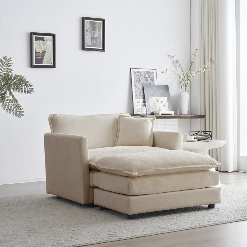 Chaise d'appoint rembourrée avec repose-pieds et coussin Kieran