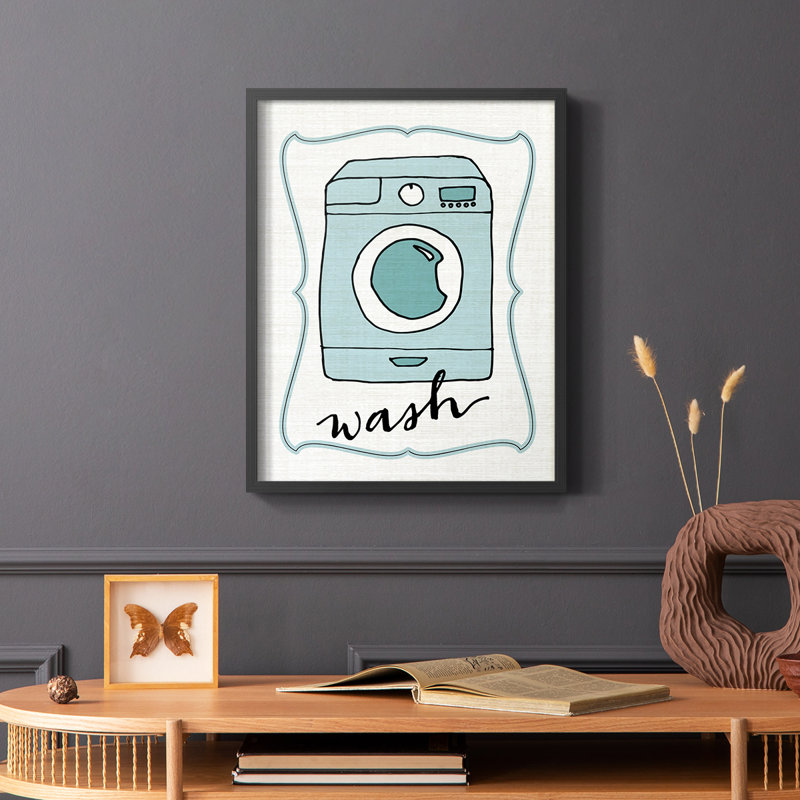Impression délavée encadrée - bois massif, Noir, H 20 po x l 16 po