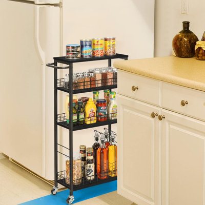Slim 4 Tier Kitchen Rolling Cart