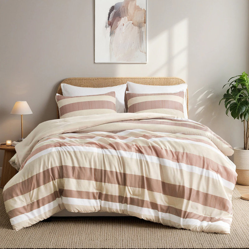 Premium Microfiber King Bedding Sets, Textured Stripe Comfort For Home