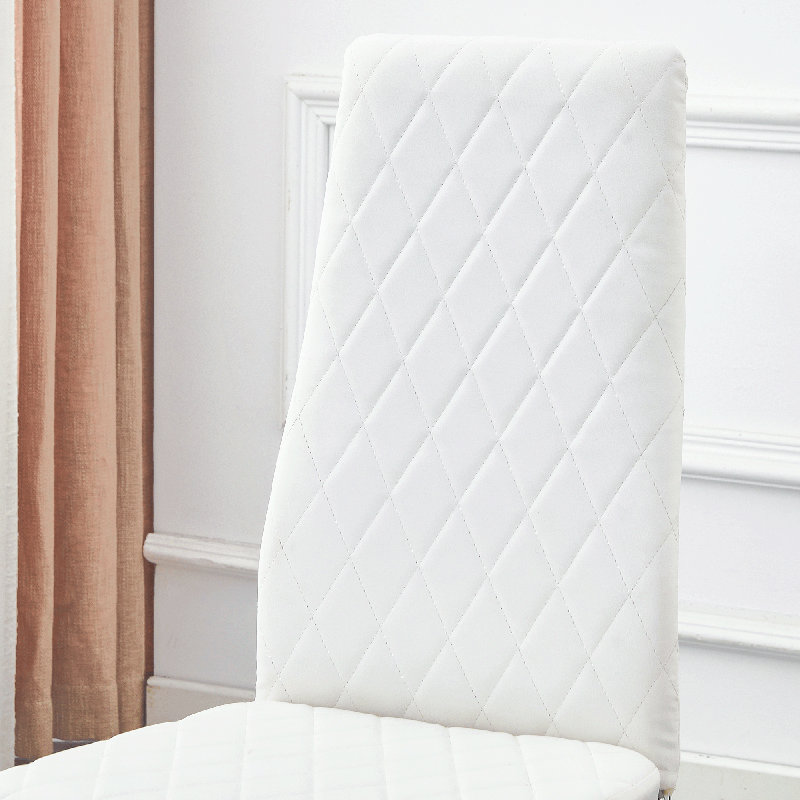 Chaises de salle à manger Parsons modernes capitonnées en losanges (ensemble de 6), Blanc, 6