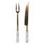 Ensemble d'ustensiles de sculpture moderne en nacre et acier dans une boîte pour table à manger - Service de cuisine pour le divertissement et la restauration - ensemble de 2, blanc et or