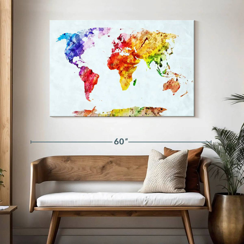 Carte du monde tempéré Aliaz, H 32 po x l 48 po