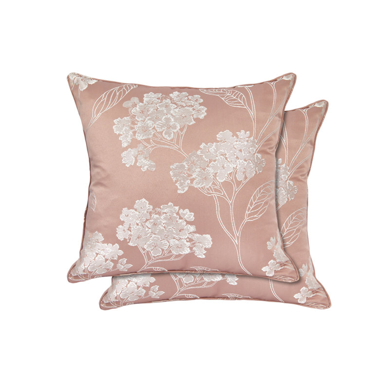 Blossom Floral Square Cushion Cover, Blush Pink