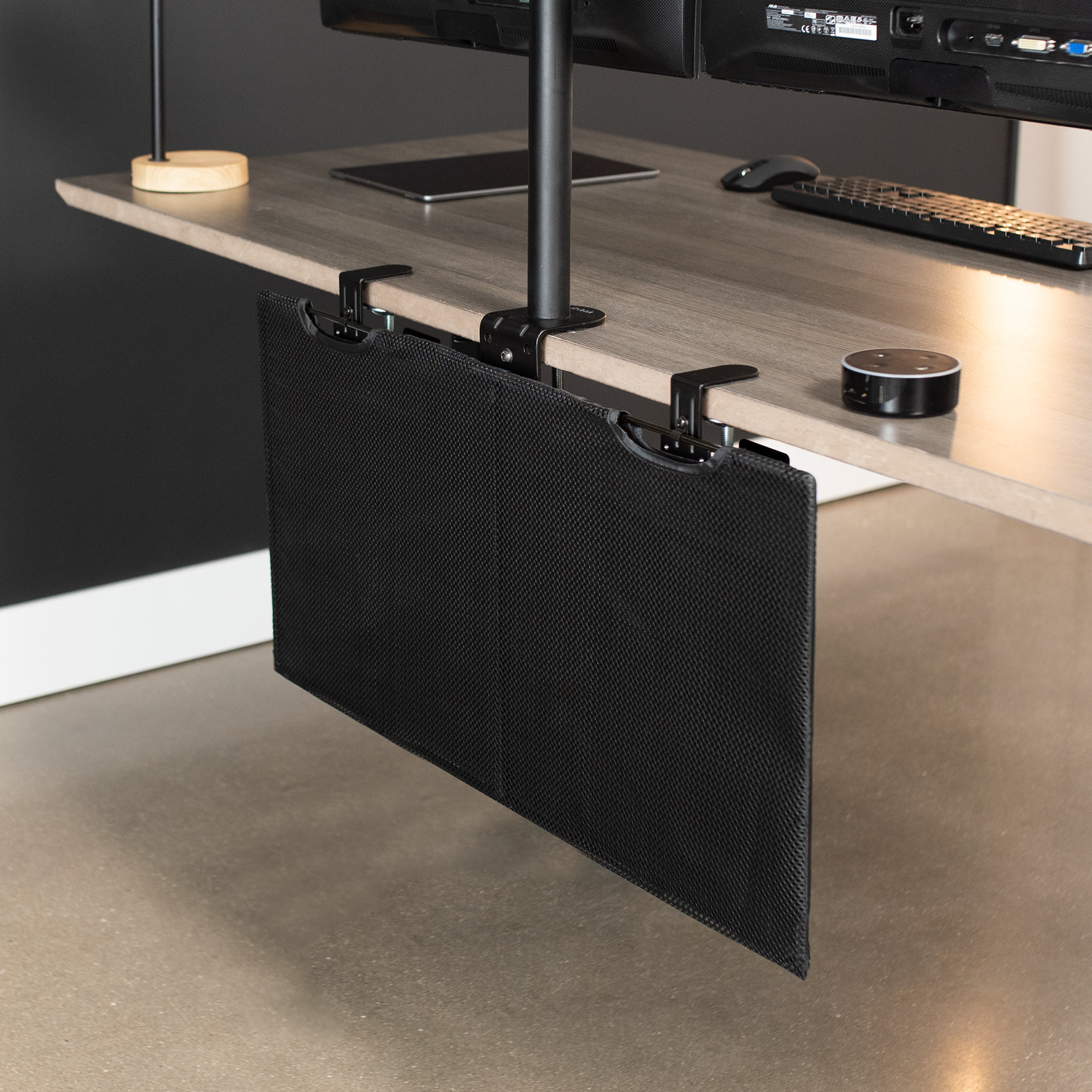  Mount-It! Under Desk Modesty Panel for Office Desks and Sit  Stand Workstations [60 Inches Wide] Mesh Organizer Pockets for Cables and  Wires (Black) : Office Products