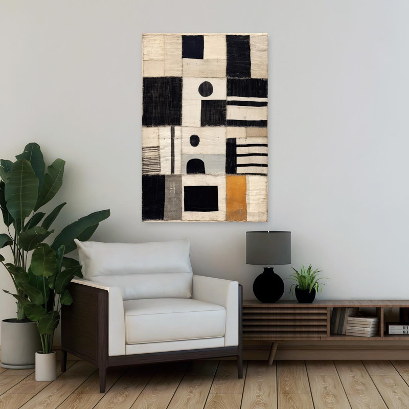 Art contemporain abstrait géométrique, H 36 po x l 24 po