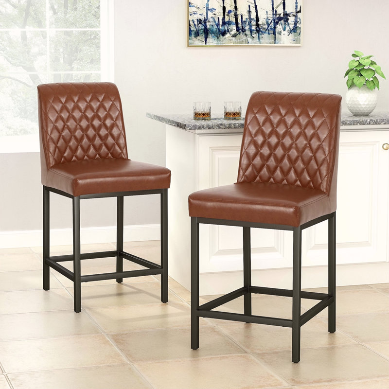 TABOURET DE COMPTOIR (ENSEMBLE DE 2), Brun-rouge