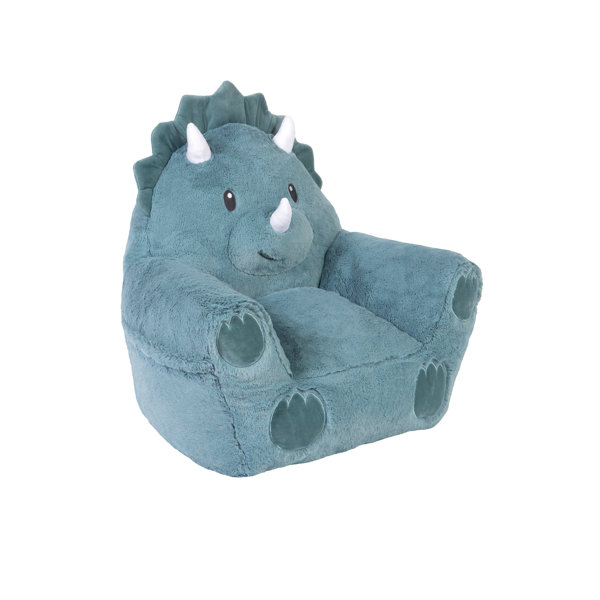 Your Zone Kids Soft Plush Dinosaur Bean Bag Chair, Grey