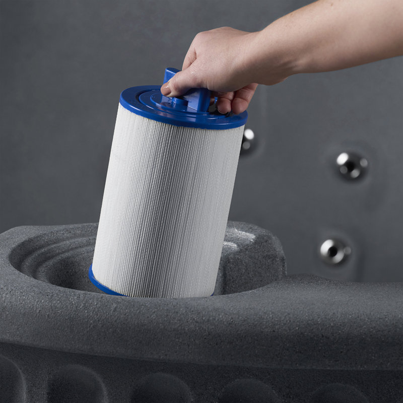 Gray Round 6-Person Polyethylene Hot Tub with 20 Jets