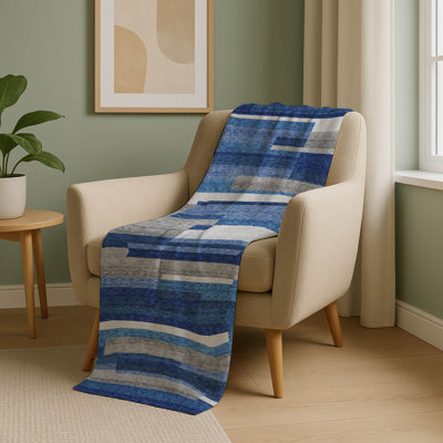 Addison Machine Washable Sherpa ASB766 Stripes Throw Blanket