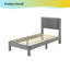 Lit plateforme gris avec tête de lit tapissier - texture nervurée, structure à profil bas - mobilier de chambre à coucher moderne pour jeunes-1364846969