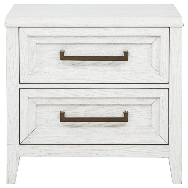Loane 2-drawer Nightstand Bedside Table Distressed White