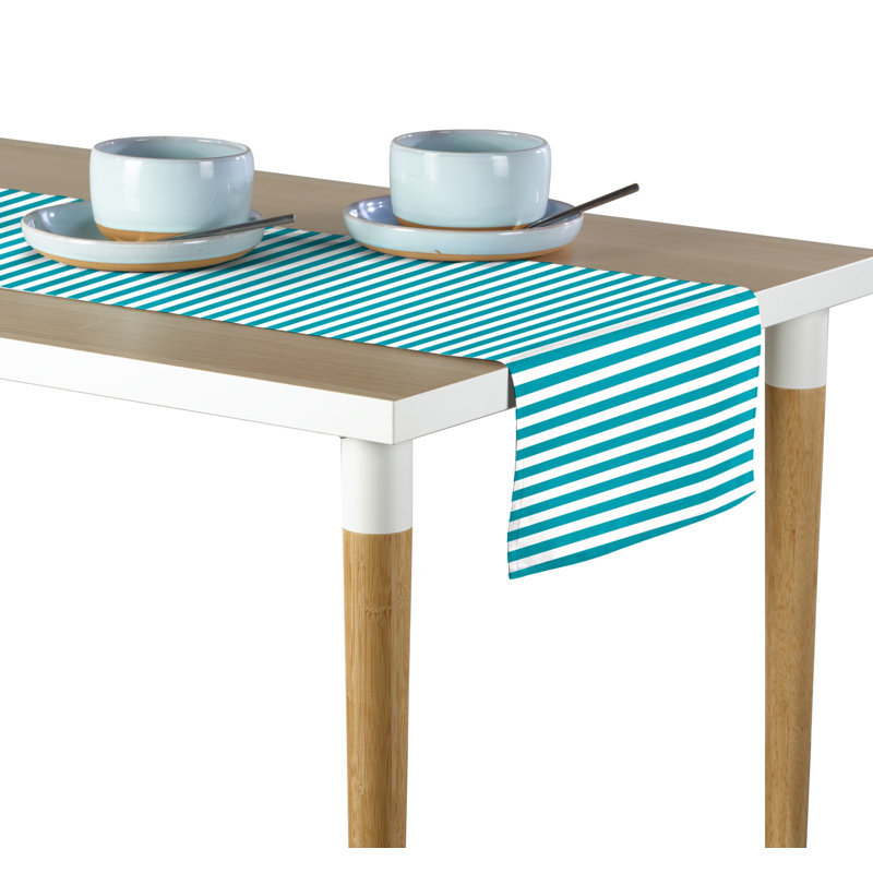Arda Small Stripes Milliken Signature Table Runner, 72" L x 12" W, Blue