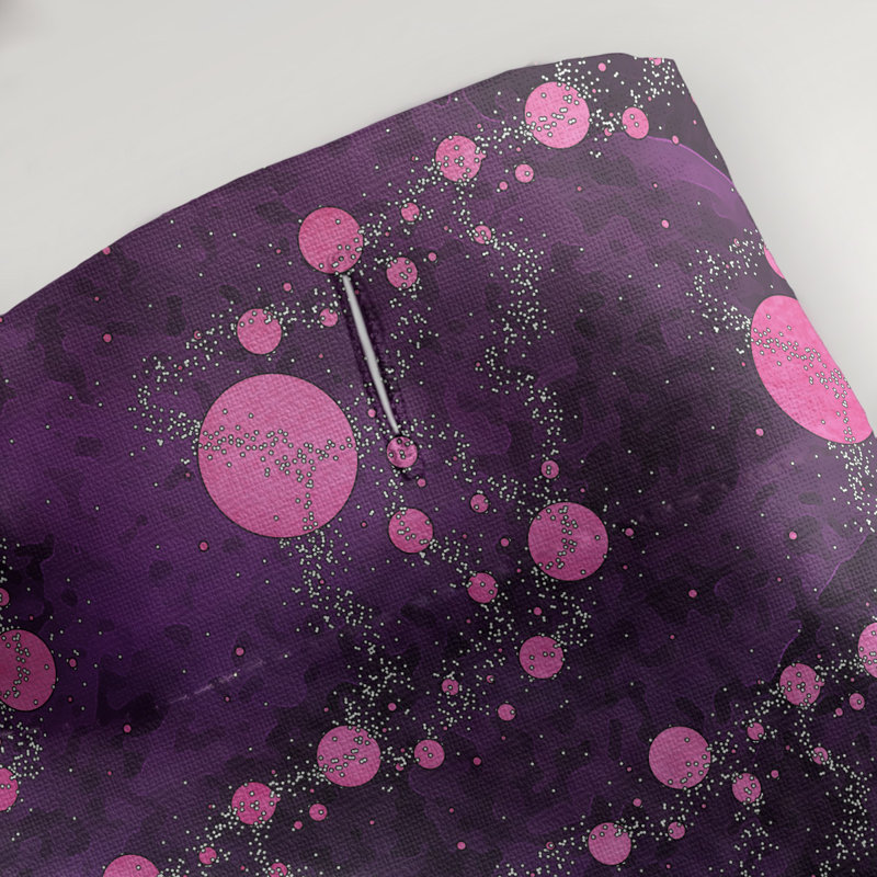 Rideau de douche simple planètes et étoiles, Mauve / Rose