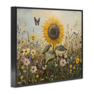 Giclée encadrée Sunflower Wonder Summer Meadow, design par Petal Prints Design