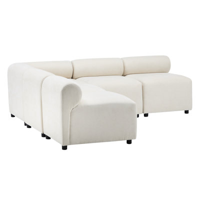 5, Modular, Sectional , V Shaped, , Comfortable Living, Beige, Fabric, 4 Seats, Solid Wood Support, High Resilience Foam Cushions, Quick Setup Living Rooms, Core, Foam, Flexible Configuration, Simple