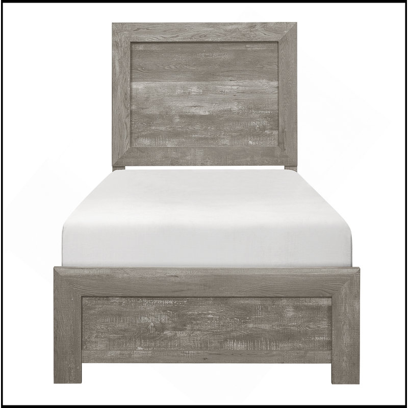 Mobilier de chambre à coucher rustique à panneau en bois 1pc, lit dans une boîte, Lit simple, Gris