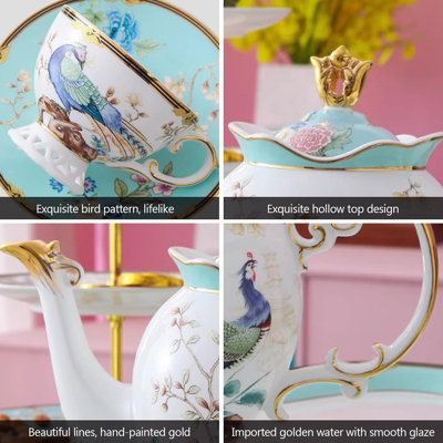 Exquisite bone china tea set with teapot