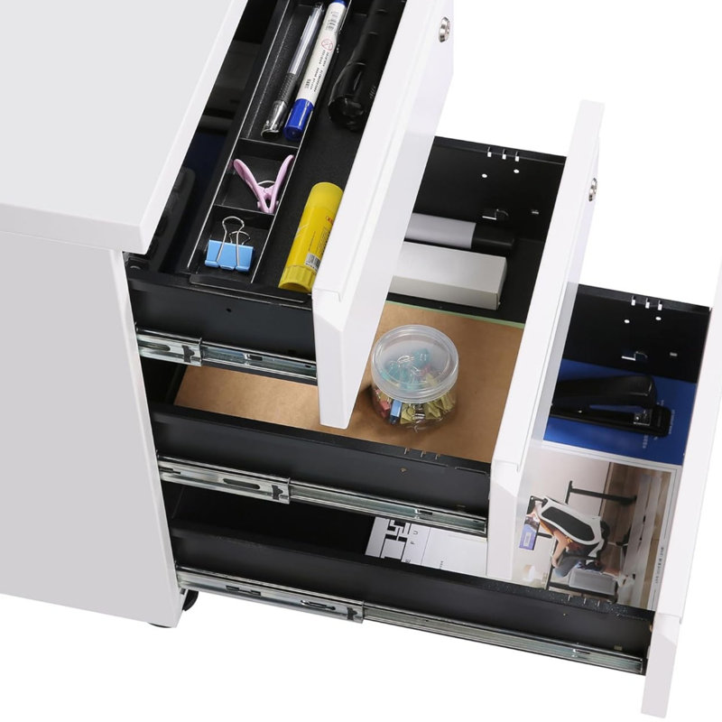 37 cm W 3 -Drawer Wheels / Casters included Mobile Steel Filing Cabinet