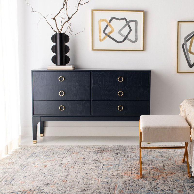 Longhin 56'' W 6 - Drawer Dresser, Navy