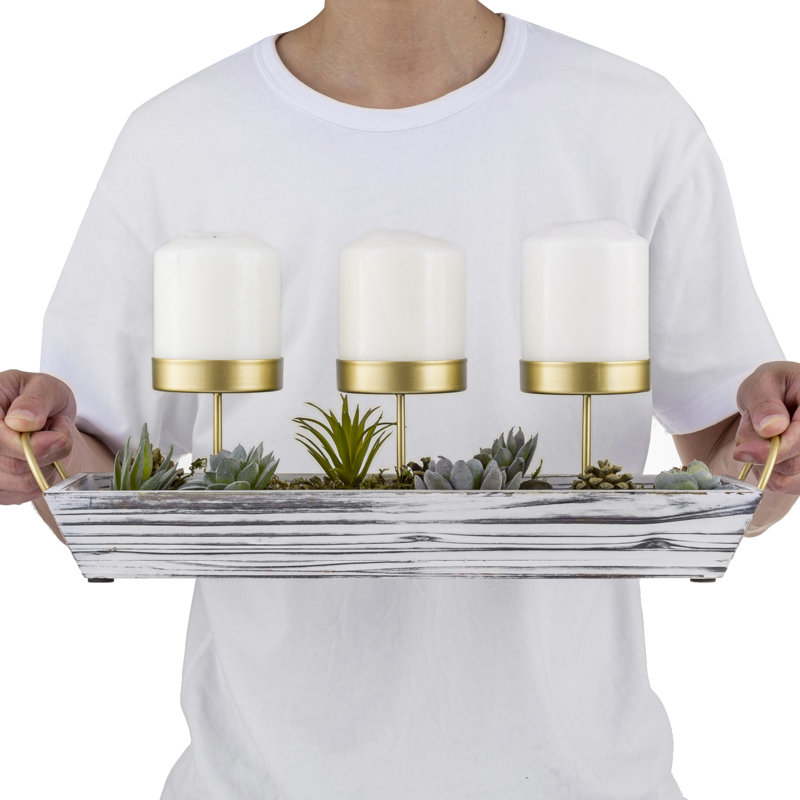 Wood Tabletop Candelabra