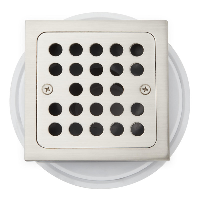 Signature Hardware Menlo Square Shower Drain, Yes, Brushed Nickel