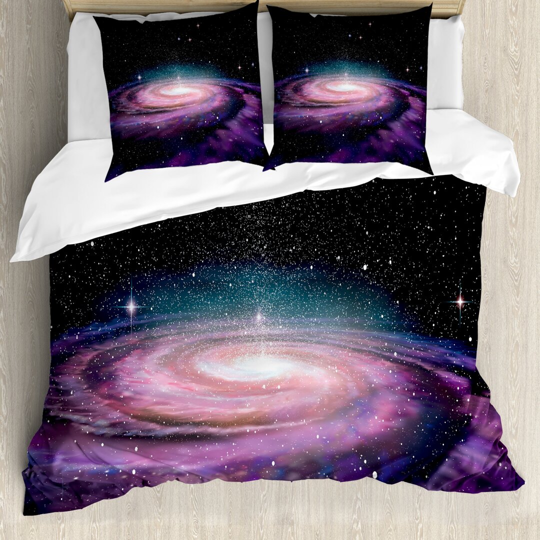 Bettbezug Set, Galaxy im Weltraum, Galaxis, Mauve Schwarz