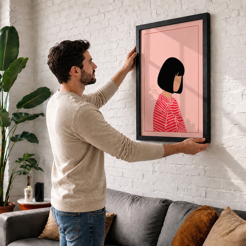 Figure in Profile Modern - Framed Print, A2 - 59.4 x 42.0 cm, White