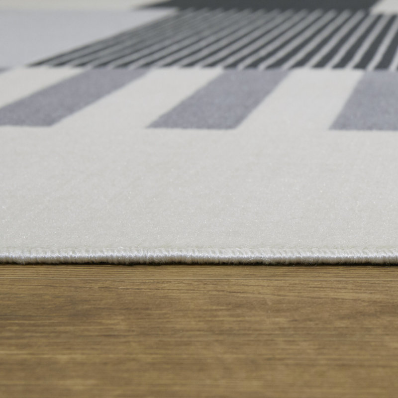 Tapis gris / noir / ivoire Careese, Rectangle 8 pi 9 po x 12 pi