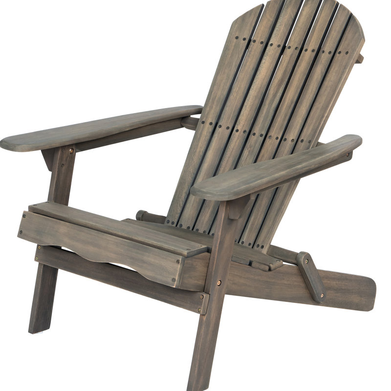 Rustic Style Foldable Chair, Gray, Made From Wood For Outdoor Comfort Gray Enjoyable Time, Gray