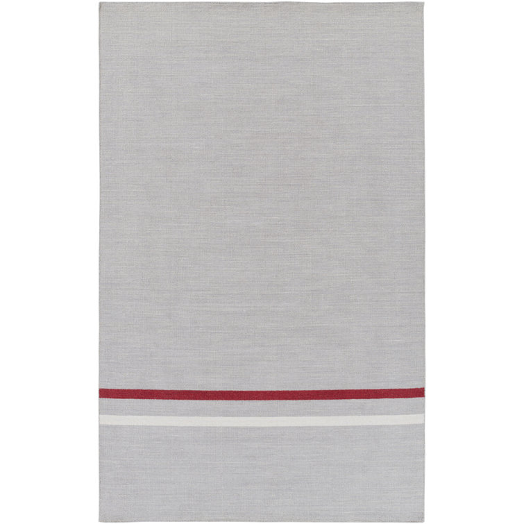 Tapis gris en laine handwoven à tissage plat Lansing
