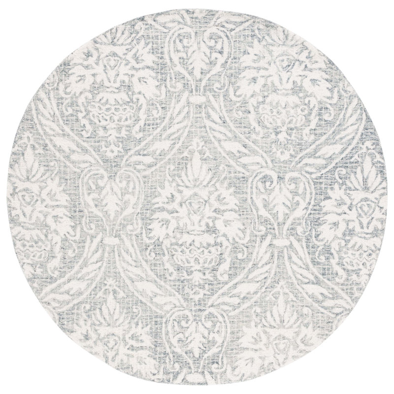 Tapis abstrait ivoire / gris Ladwige 204, Rond 6 pi