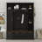 Farmhouse Hall Tree With Golden Hooks & Bench, Adjustable Shelves-1443834845