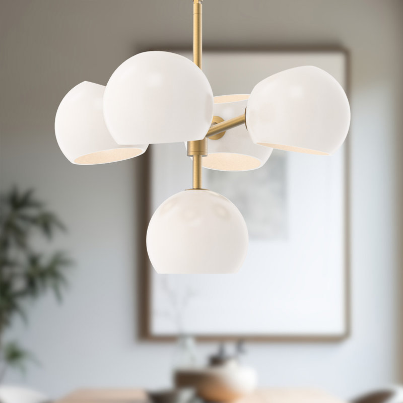Willow 5 - Light Sputnik Chandelier, Brushed Gold, Opal Matte