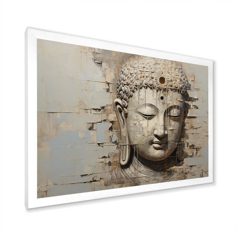 Simple Bouddhism Statue IV - Buddhism, reproduction d'art sur toile, H 16 po x l 32 po x P 1 po, Cadre simple blanc