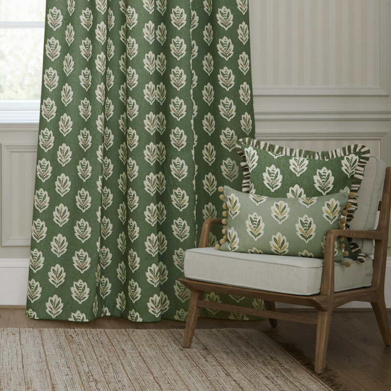 Sessile Leaf Room Darkening Curtain Panel Pair, Green, 65.75cm Width x 228cm Drop