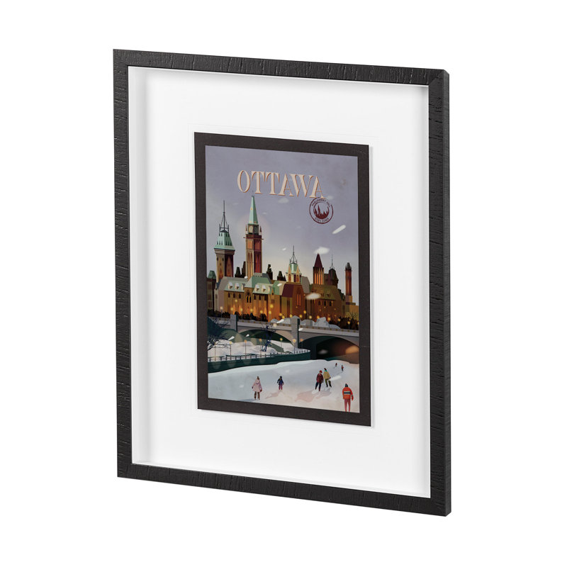 Ottawa Ottawa par Simone, reproduction d'art encadrée sous verre, Cadre simple noir, H 25,5 po x l 21,5 po x P 1,5 po, Blanc