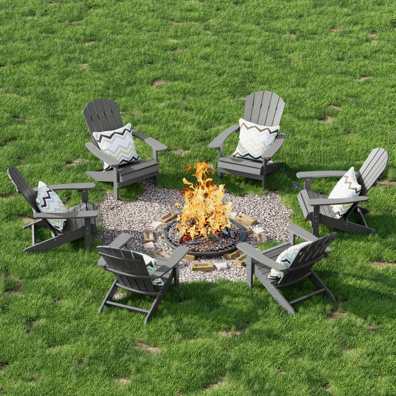 Plastic Adirondack Chair, All-Weather HIPS Outdoor Patio Chairs for Lawn, Garden, Fire Pit, Backyard, Gray