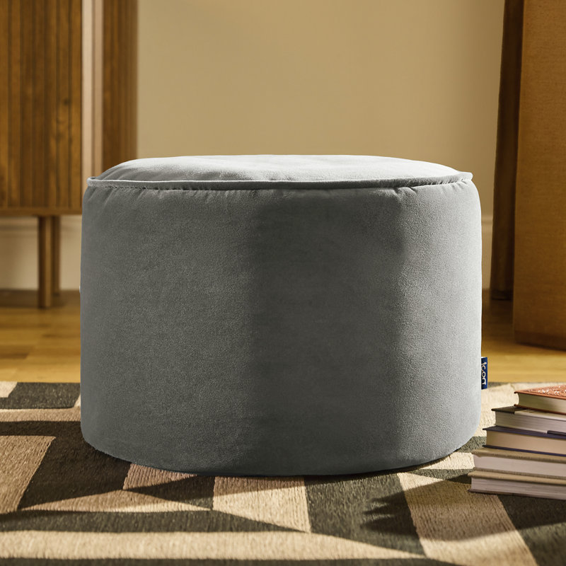 Milano 55Cm Wide Velvet Round Pouffe Ottoman, Charcoal Grey