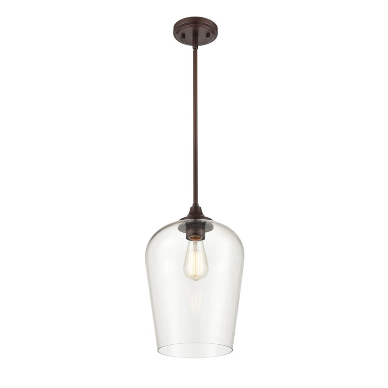 1 lumière 10 po Mini-luminaire suspendu noir mat, Bronze huilé